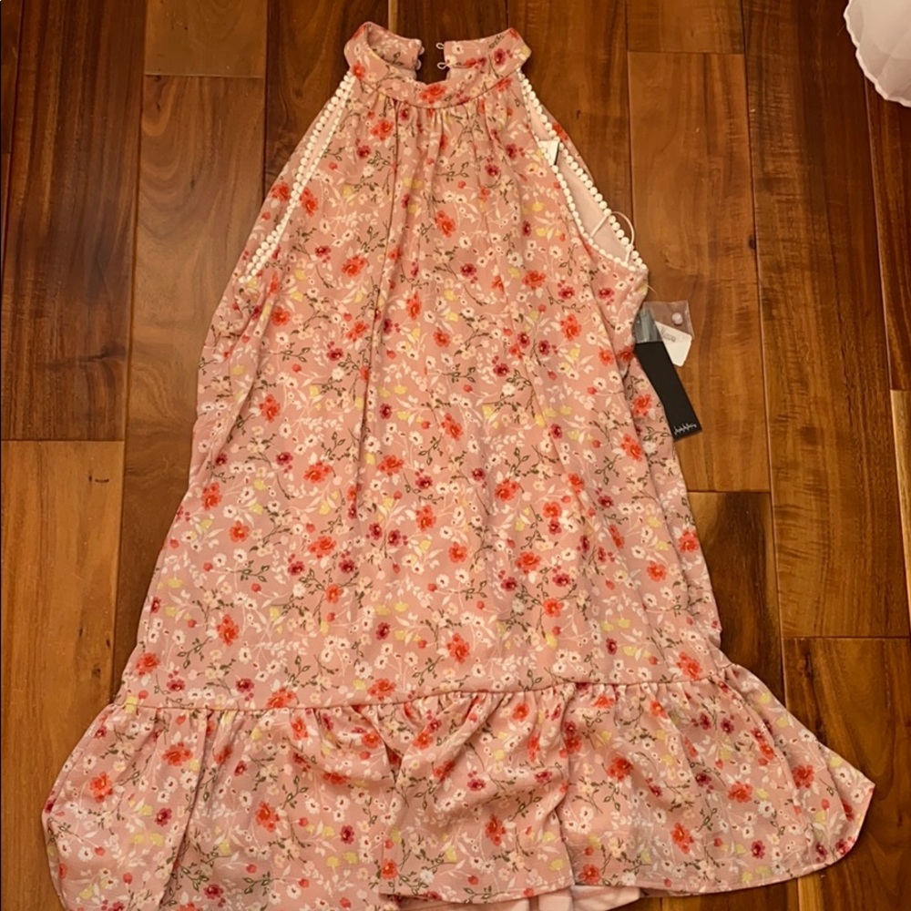 High-neck floral boutique dress